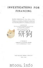 INVESTIGATIONS FOR FINANCING   1936  PDF电子版封面    DAVID HIMMELBLAU 