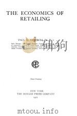 THE ECONOMICS OF RETAILING THIRD PRINTING（1922 PDF版）