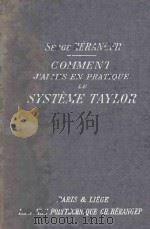 COMMENT J‘AI MIS EN PRATIQUE LE SYSTEME TAYLOR   1920  PDF电子版封面     