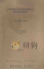 STUDIES IN INDUSTRIAL PSYCHOLOGY   1922  PDF电子版封面     