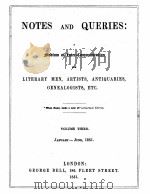 NOTES AND QUERIES VOLUME THIRD   1851  PDF电子版封面     