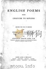 ENGLISH POEMS FROM CHAUCER TO KIPLING（1902 PDF版）