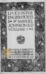 LIVES OF THE ENGLISH POETS VOLUME Ⅰ     PDF电子版封面     