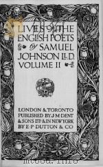 LIVES OF THE ENGLISH POETS VOLUME Ⅱ     PDF电子版封面     