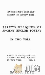 PERCY‘S RELIQUES OF ANCIENT ENGLISH POETRY VOLUME Ⅱ   1916  PDF电子版封面     