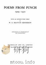 POEMS FROM PUNCH 1909-1920   1922  PDF电子版封面     