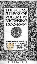 THE POEMS & PLAYS OF ROBERT BROWNING 1833-1844（1919 PDF版）