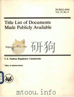 TITLE LIST OF DOCUMENTS MADE PUBLICLY AVAILABLE NUREG-0540 VOL.15 NO.9（ PDF版）