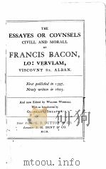 THE ESSAYES OR COVNSELS OF FRANCIS BACON   1625  PDF电子版封面     