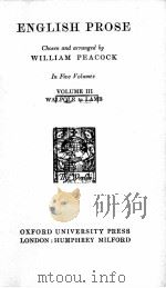 ENGLISH PROSE VOLUME III WALPOLE to LAMB   1932  PDF电子版封面    WILLIAM PEACOCK 