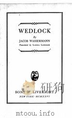 WEDLOCK   1926  PDF电子版封面     