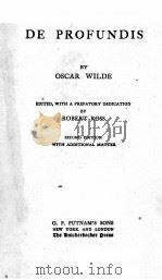 DE PROFUNDIS   1909  PDF电子版封面    OSCAR WILDE 