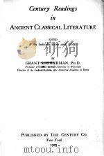 CENTURY READINGS IN ANCIENT CLASSICAL LITERATURE   1925  PDF电子版封面    GRANT SHOWERMAN 