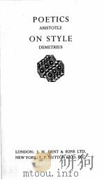 POETICS ARISTOTLE ON STYLE DEMETRIUS   1934  PDF电子版封面     