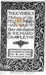 THUCYDIDES HISTORY OF THE PELOPONNES IAN WAR   1920  PDF电子版封面    RICHARD CRAWLEY 