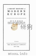 A SHORT HISTORY OF MODERN EUROPE   1935  PDF电子版封面    T.W.RIKER 