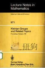 KLEINIAN GROUPS AND RELATED TOPICS   1983  PDF电子版封面  3540119752   