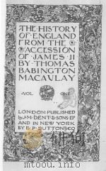 THE HISTORY OF ENGLAND FROM THE ASSESSION OF JAMES Ⅱ VOL.ONE   1913  PDF电子版封面     