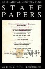 INTERNATIONAL MONEY FUND STAFF PAPERS   1993  PDF电子版封面     