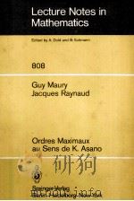 ORDRES MAXIMAUX AU SENS DE K.ASANO   1980  PDF电子版封面  3540100164   