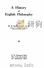 A HISTORY OF ENGLISH PHILOSOPHY（1921 PDF版）