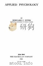 APPLIED PSYCHOLOGY   1925  PDF电子版封面    BERNARD C.EWER 