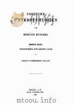 LOGISCHE UNTERSUCHUNGEN ERSTER BAND   1922  PDF电子版封面     