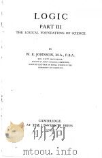 LOGIC PART Ⅲ   1924  PDF电子版封面    W.E.JOHNSON 