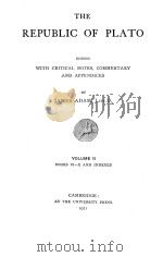 THE REPUBLIC OF PLATO VOLUME Ⅱ   1921  PDF电子版封面    JAMES ADAM 