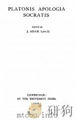 PLATONIS APOLOGIA SOCRATIS   1916  PDF电子版封面    J.ADAM 