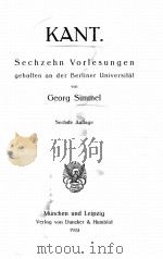 KANT   1924  PDF电子版封面    GEORG SIMMEL 