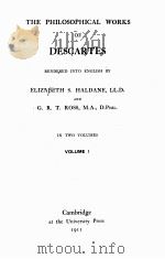THE PHILOSOPHICAL WORKS OF DESCARTES VOLUME Ⅰ（1911 PDF版）