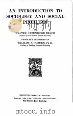 AN INTRODUCTION TO SOCIOLOGY AND SOCIAL PROBLEMS（1925 PDF版）