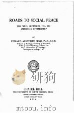 ROADS TO SOCIAL PEACE   1924  PDF电子版封面     