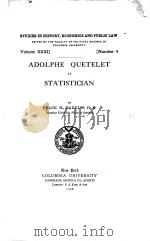 ADOLPHE QUETELET AS STATISTICIAN   1908  PDF电子版封面     