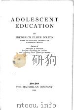 ADOLESCENT EDUCATION（1931 PDF版）