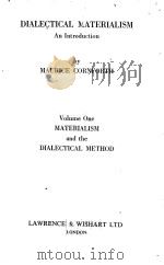DIALECTICAL MATERIALISM VOLUME ONE   1955  PDF电子版封面     
