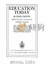 EDUCATION TODAY   1940  PDF电子版封面    JOHN DEWEY 