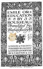 EMILE OR EDUCATION   1925  PDF电子版封面     
