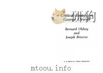 CRITICAL ESSAYS ON GEORGE ORWELL   1986  PDF电子版封面  0816187509   