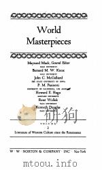 world masterpieces volume 2 literature of western culture since the renaissance P2410     PDF电子版封面     