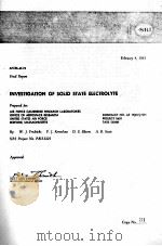 INVESTIGATION OF SOLID STATE ELECTROLYTE   1963  PDF电子版封面     