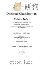DECIMAL CLASIFICATION AND RELATIV INDEX SEMICENTENNIAL EDITION VOL. II   1927  PDF电子版封面    MDLVIL DEWEY A M LLD 