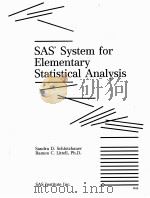SAS SYSTEM FOR ELEMENTARY STATISTICAL ANALYSIS（1987 PDF版）
