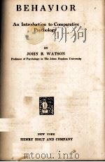 BEHAVIOR   1914  PDF电子版封面    JOHN B. WATSON 