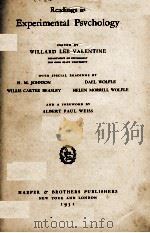 Readings in Experimental Psychology   1931  PDF电子版封面    WILLARD LEE VALENTINE 