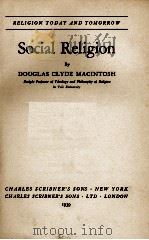 SOCIAL RELIGION   1939  PDF电子版封面     