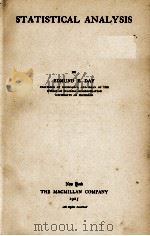 STATISTICAL ANALYSIS   1925  PDF电子版封面    EDMUND E. DAY 