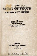 THE SRPIRIT OF YOUTH AND THE CITY STREETS   1920  PDF电子版封面    JANE ADDAMS 