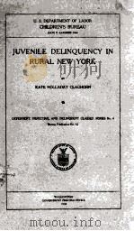 JUVENILE DELINQUENCY IN RURAL NEW YORK   1918  PDF电子版封面     